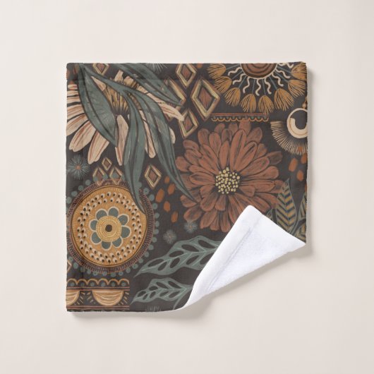 Monogrammed Boho bloemen Bladeren Oerwoud Bad Handdoek (Wasdoekje)