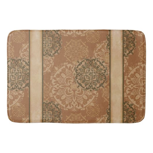 Monogrammed Boho Dark Rust Mandalas Badmat (Voorkant)