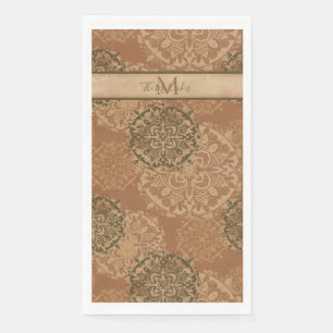 Monogrammed Boho Dark Rust Mandalas Servet
