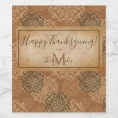 Monogrammed Boho Dark Rust Mandalas Wijn Etiket (Enkel label)