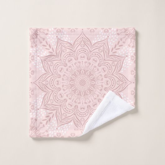 Monogrammed Boho Elegant Blush Pink Mandala Washandje (Wasdoekje)