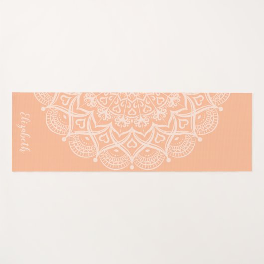 Monogrammed Boho Mandala Perzik Sinaasappel Yogamat (Voorkant (horizontaal))