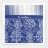 Monogrammed Boho Moody Blues Mandalas en Stripes