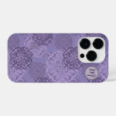 Monogrammed Boho Paarse Mandalas iPhone Hoesje (Achterkant horizontaal)
