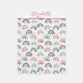 Monogrammed Boho Rainbows Pink Blauwgroen Sinaasap Fleece Deken (Voorkant)