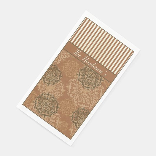 Monogrammed Boho Rust Sinaasappel Mandala's en str Servet (Hoek)