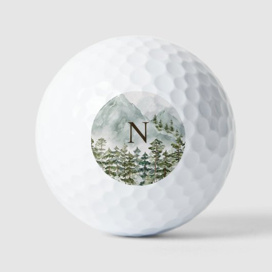 Monogrammed Bos en Berg Natuur Waterverf Golfballen (Voorkant)