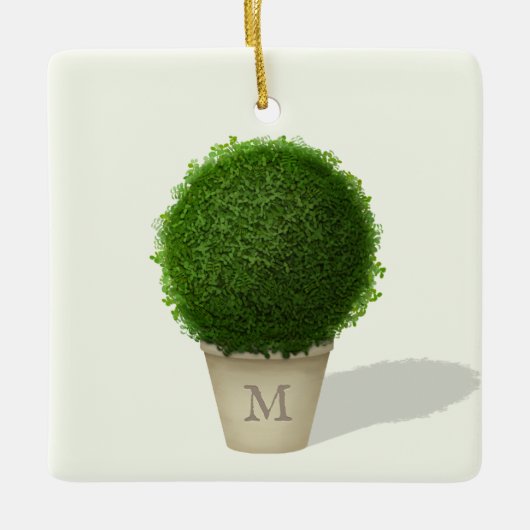 Monogrammed Boxwood Topiary Memorial Keepomwille Keramisch Ornament (Voorkant)