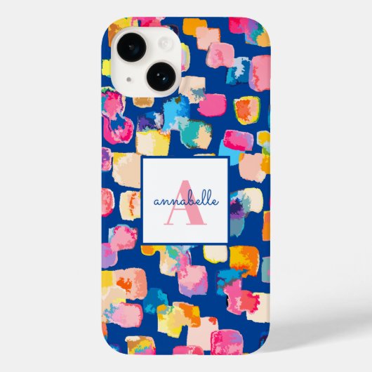 Monogrammed Bright Abstracte naam Case-Mate iPhone Case (Achterkant)