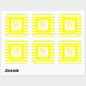 Monogrammed Bright Yellow Family Reunion Vierkante Sticker (Vel)