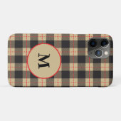 Monogrammed Brown Black en Red Buffalo Case-Mate iPhone Case (Achterkant (horizontaal))