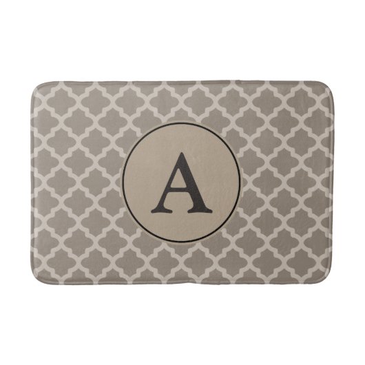 Monogrammed Brown Pattern Bath Mat (Voorkant)
