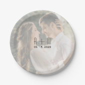 Monogrammed bruiloft foto Borden Papieren Bordje (Voorkant)