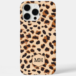 Monogrammed Bruin Luipaard Patroon Modern Chic iPhone 16 Pro Max Hoesje