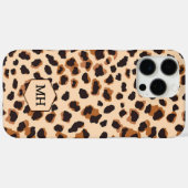 Monogrammed Bruin Luipaard Patroon Modern Chic Case-Mate iPhone Case (Achterkant (horizontaal))
