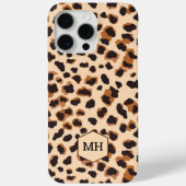 Monogrammed Bruin Luipaard Patroon Modern Chic Case-Mate iPhone Case (Achterkant)