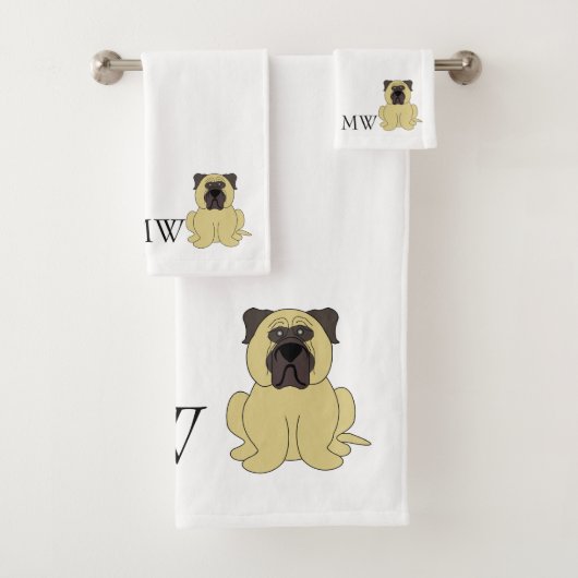 Monogrammed Bullmastiff Dog Design Bad Handdoek (Insitu)