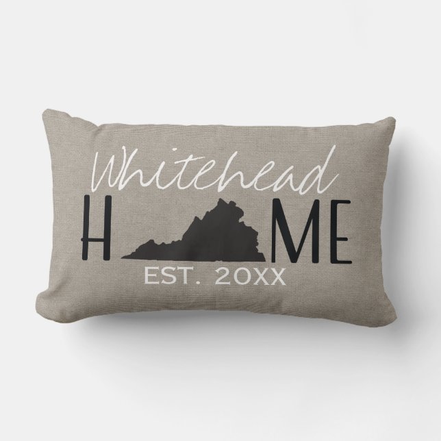 Monogrammed Burlap Home Staat Virginia | Kussen (Voorkant)