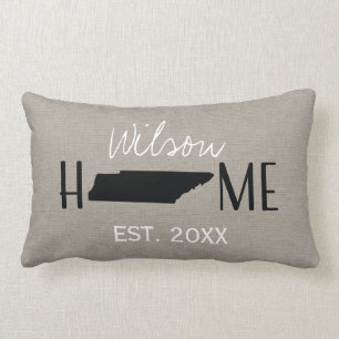 Monogrammed Burlap Home State Tennessee Kussen