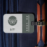 Monogrammed Butterfly Linen look Bagagelabel