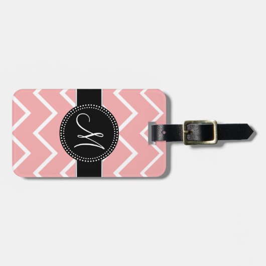 Monogrammed Chevron Bagagelabel (Voorkant horizontaal)