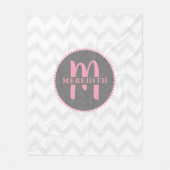Monogrammed Chevron Name Pink Fleece Deken (Voorkant)