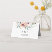 Monogrammed Chic Blush Floral Place Card (Achterkant)