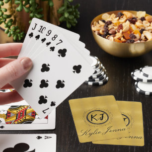 Monogrammed Chic Goud en Zwart Pokerkaarten