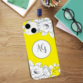 Monogrammed Chic Modern Yellow White Floral Case-Mate iPhone Case