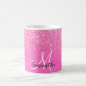 Monogrammed chique roze glitter ombre jouw naam to koffiemok (Center)