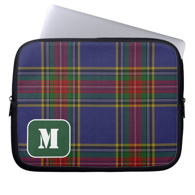 Monogrammed Clan MacBeth Tartan Laptop Sleeve (Voorkant)