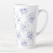 Monogrammed Classic Blue Flowers Floral Pattern Latte Mok (Rechts)
