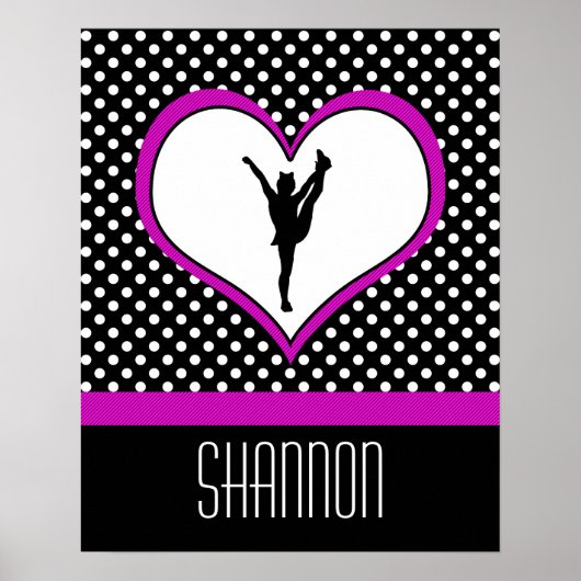 Monogrammed Classic Pink Polka-Dot w Heart Poster (Voorkant)