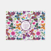 Monogrammed Colorful Floral Butterflies Fleece Deken (Voorkant (Horizontaal))