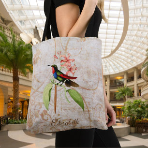 Monogrammed Colorful Hummingbird Canvas tas