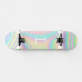 Monogrammed Cool Girly Moderne Regenboog Skateboard (Horizontaal)