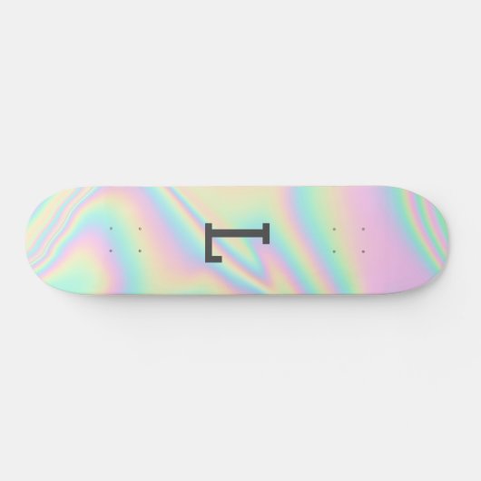 Monogrammed Cool Girly Moderne Regenboog Skateboard (Horizontaal)