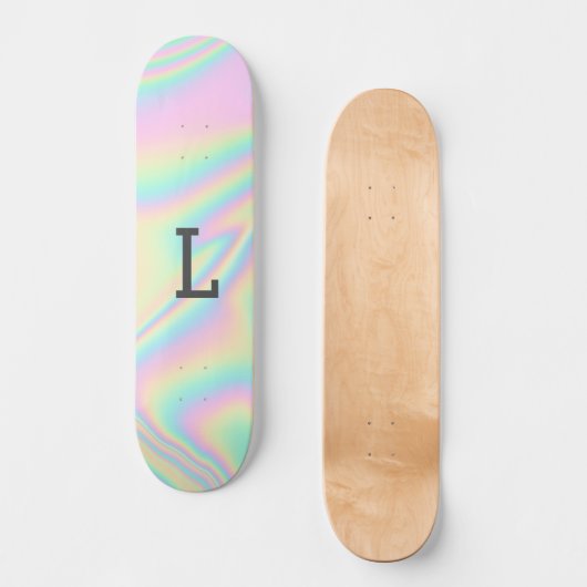 Monogrammed Cool Girly Moderne Regenboog Skateboard (Voorkant)