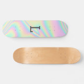 Monogrammed Cool Girly Moderne Regenboog Skateboard (Horizontaal)