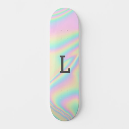 Monogrammed Cool Girly Moderne Regenboog Skateboard (Voorkant)