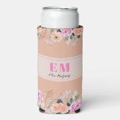 Monogrammed Cooler - stoffige roze bloemig (Seltzer Voorkant)