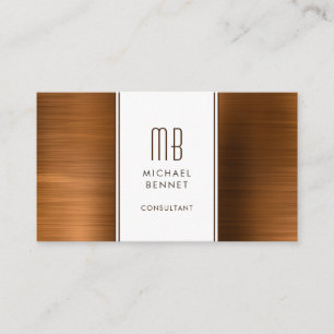 Monogrammed Copper Brown Metallic Folie Consultant Visitekaartje