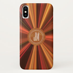 Monogrammed Copper Red Abstract Fractal iPhone X Hoesje