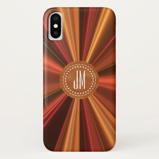 Monogrammed Copper Red Abstract Fractal Case-Mate iPhone Case (Achterkant)