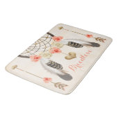 Monogrammed Coral and Gold Boho Dreamweaver Badmat (Gekanteld)