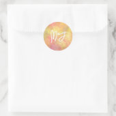 Monogrammed Coral and Yellow Ronde Sticker (Tas)