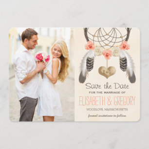 MONOGRAMMED CORAL MINT DREAMCATCHER BEWAAR DE DATU SAVE THE DATE