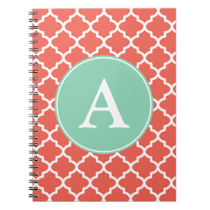 Monogrammed Coral Mint Notitieboek