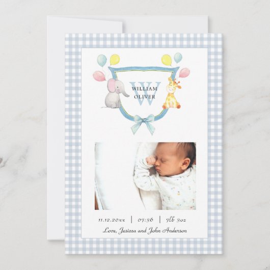 Monogrammed Crest met waterverf Aankondiging (Voorkant)