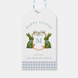Monogrammed Crest Topiary Bunny Easter  Cadeaulabel